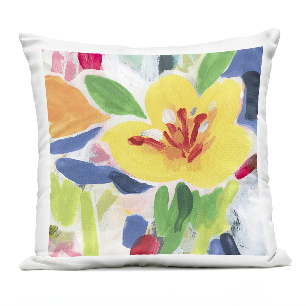 Stupell Bright Yellow Buttercup Blooms Printed Outdoor Throw Pillow Design by June Erica Vess