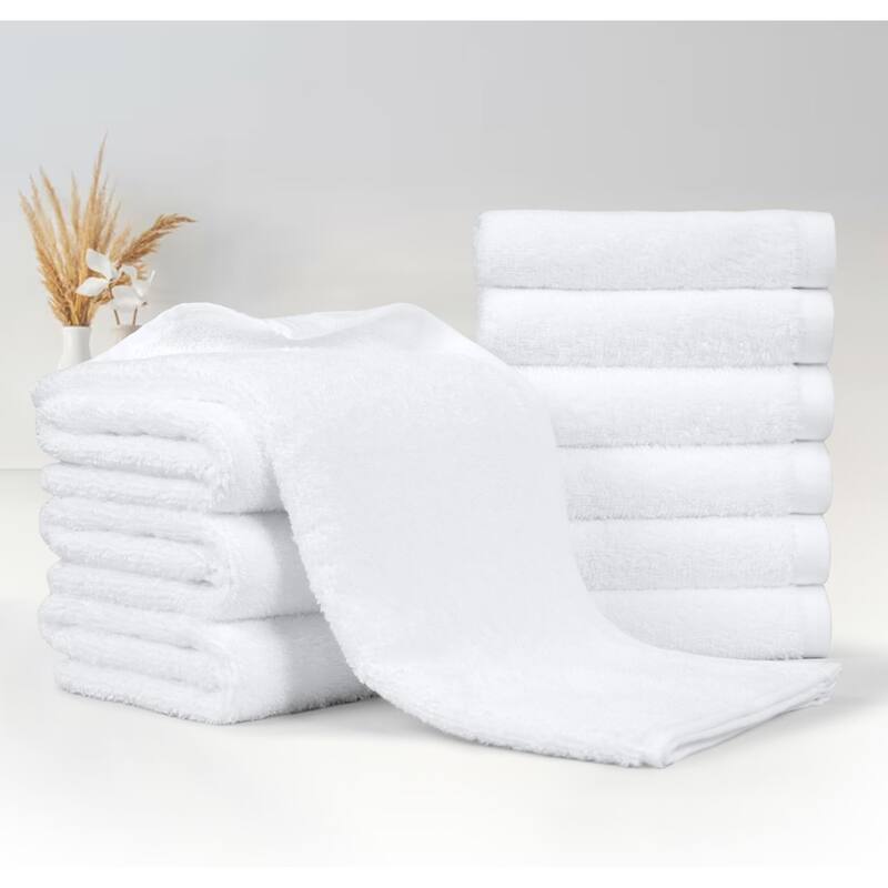 12 Pack Cotton Hand Towels 16x26 White - Soft & Absorbent