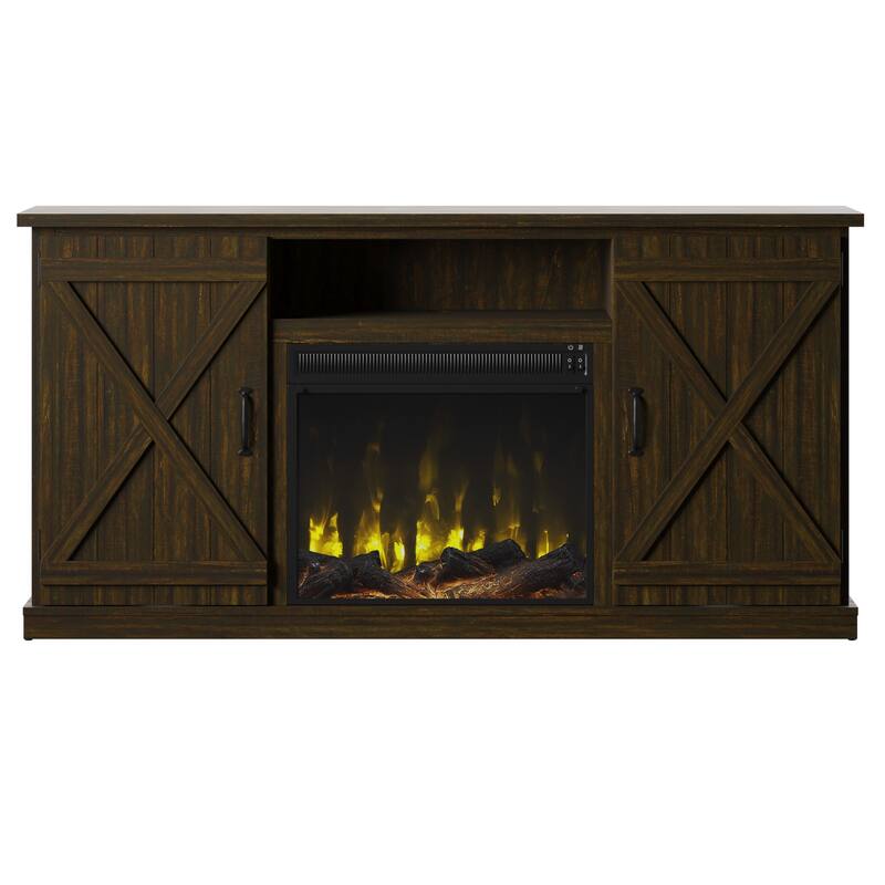 Modern Farmhouse TV Stand for TVs up to 70" with Electric Fireplace