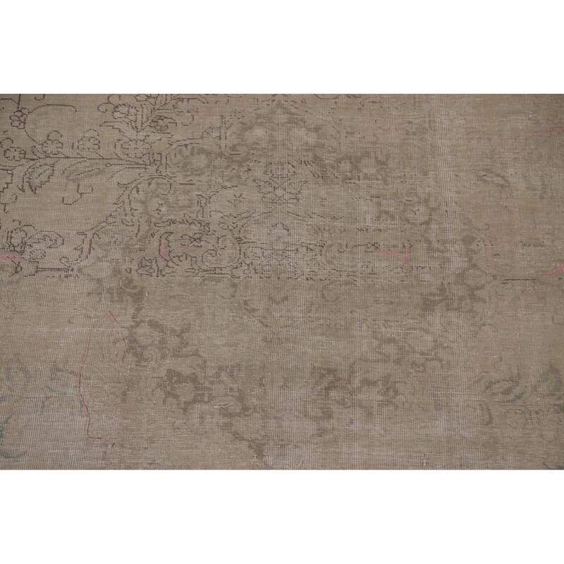 Hand Knotted Oriental 100% Wool Carpet Traditional Medallion Beige & Ivories Tabriz Area Rug - 12' 11'' X 9' 6''