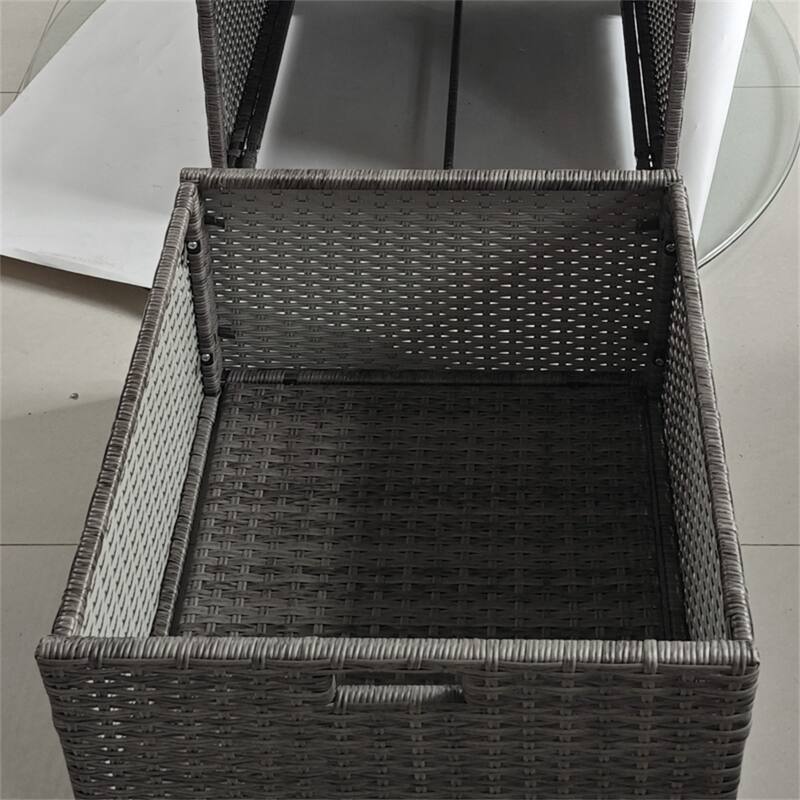 Mixed Grey PE Rattan Towel Rack with Steel Frame and Storage Drawer - 23.6" L x 23.6" W x 47.2" H