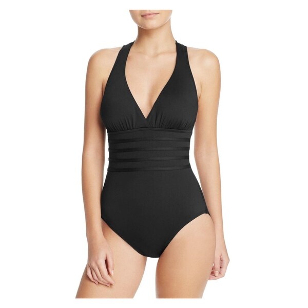La Blanca Womens Cross Back Tummy Control One-Piece Swimsuit