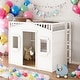 preview thumbnail 2 of 18, Twin Size House Loft Bed With Ladder and Guaranteed, Stability, White