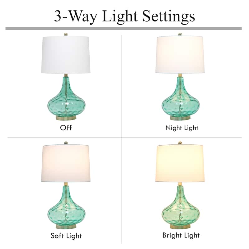 24" Modern Refined Bubbly Colored Glass Table Lamp