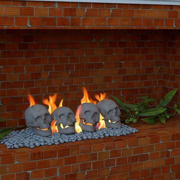 Shop Regal Flame Human Skull Ceramic Wood Large Gas Fireplace Logs