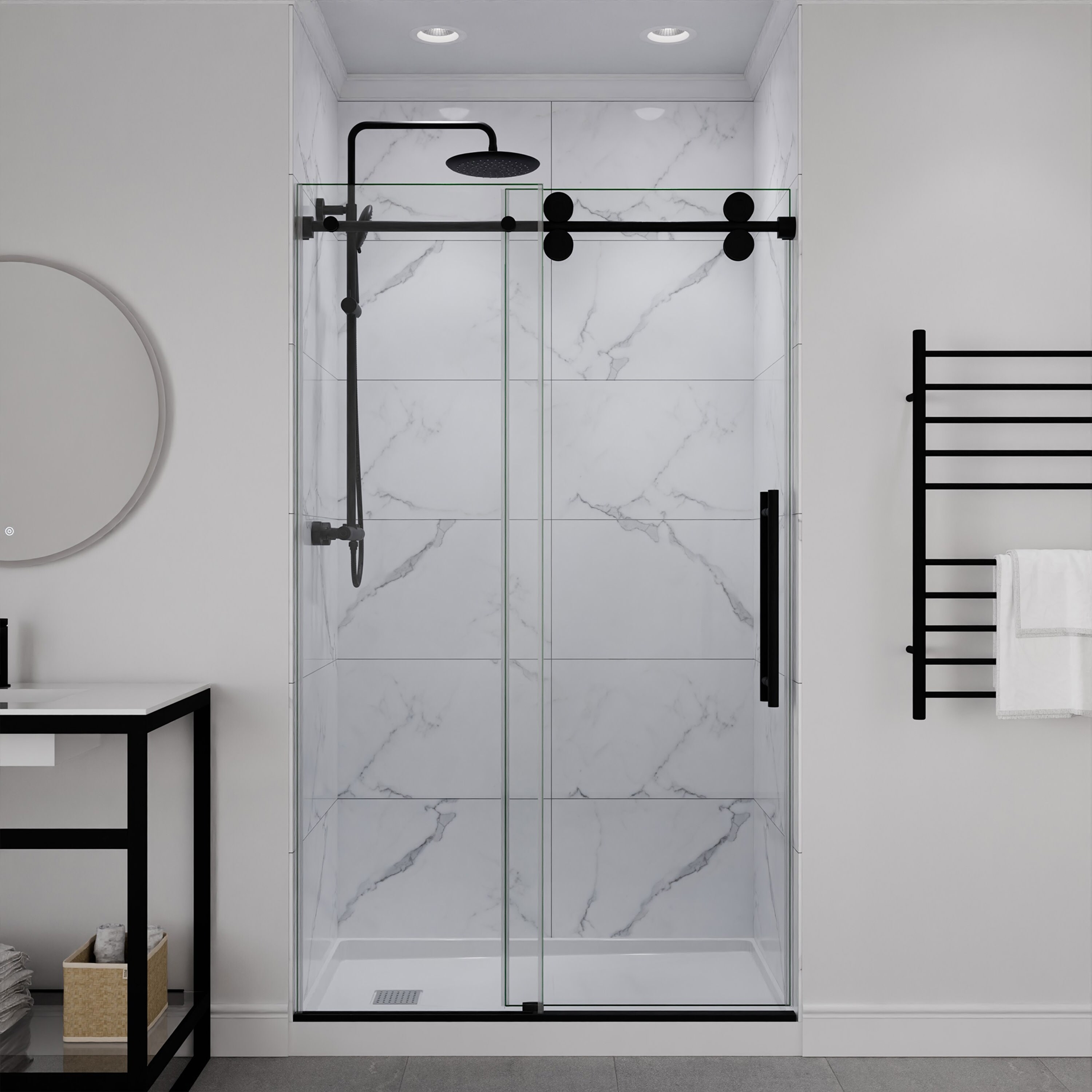 ANZZI Series 44 to 48 in. x 76 in. Frameless Shower Door with