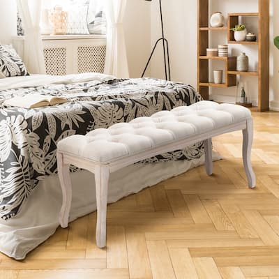 Pellebant Modern Upholstered Button-tufted Bench Ottoman - 43.3" W x 15 " D x 18.90 " H