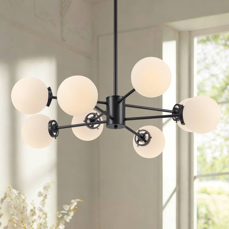 CO-Z Dimmable Modern Linear Sputnik Pendant Chandelier with Frosted Glass Globe Shades (6/8/12 - Light)