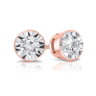 Auriya 1/6ctw Bezel-set Diamond Stud Earrings 14k Gold (G-H, I1-I2)