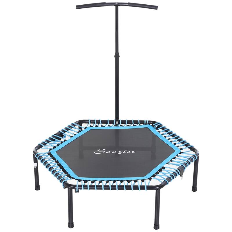 Foldable Fitness Trampoline for Adults with 3-Level Adjustable Handle - 41.25" L x 24.5" W x 4.75" H