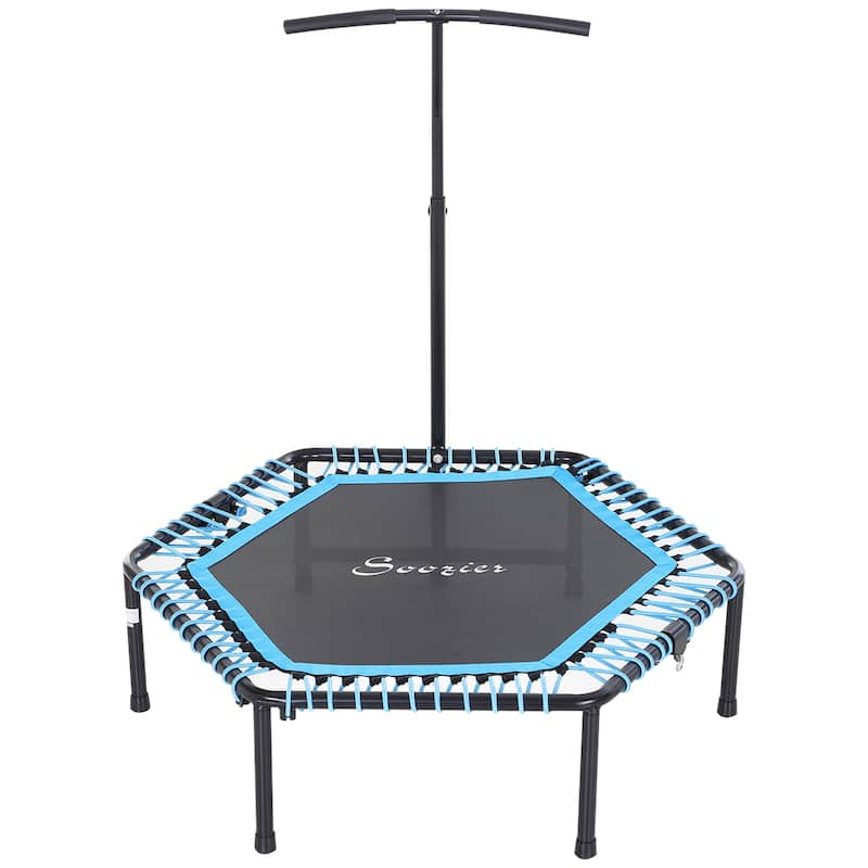 Soozier Portable & Foldable Small Exercise Trampoline with 3-Level Adjustable T-Bar, Great for Adults Working Out