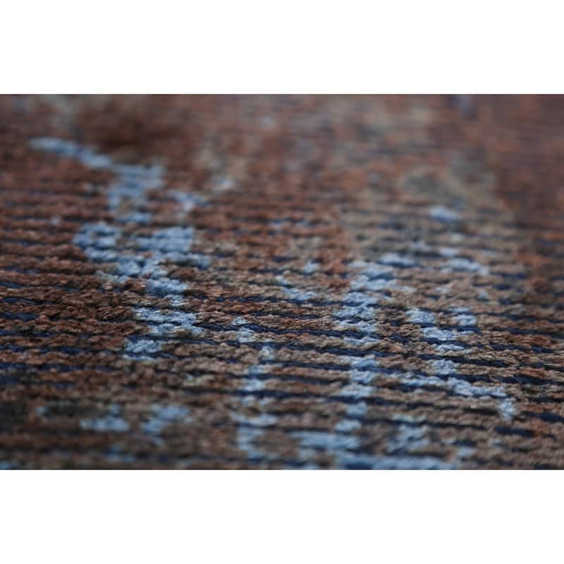 All-Over Blue Abstract Indian Area Rug Handmade Wool Carpet - 9'11"x 13'2"