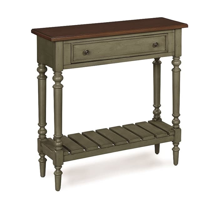 Natural Solid Wood Rustic Console Table with Drawer