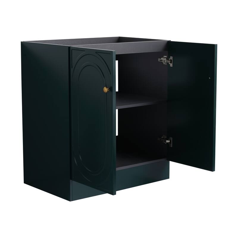 Modern 30 Inch Freestanding Bathroom Vanity Base without Sink, Storage Cabinet with Soft-Close Doors and Adjustable Shelves