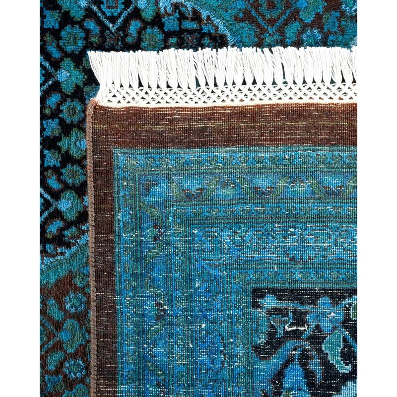Overton Hand Knotted Wool Vintage Inspired Modern Contemporary Overdyed Blue Area Rug - 10' 2" x 14' 9"