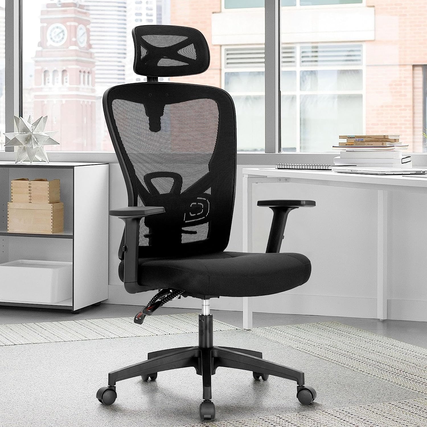 ALPHA HOME High Back Mesh Office Chair Adjustable Headrest