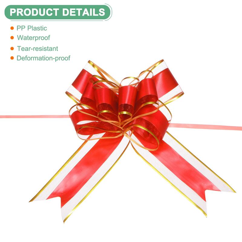10pcs Ribbon Pull Bows 8 Inch Bows for Wedding Baskets Decorations - Red