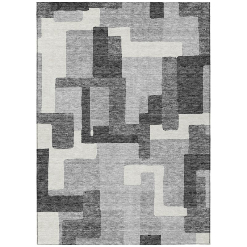 HomeRoots Abstract Transitional Rectangle Outdoor Rug