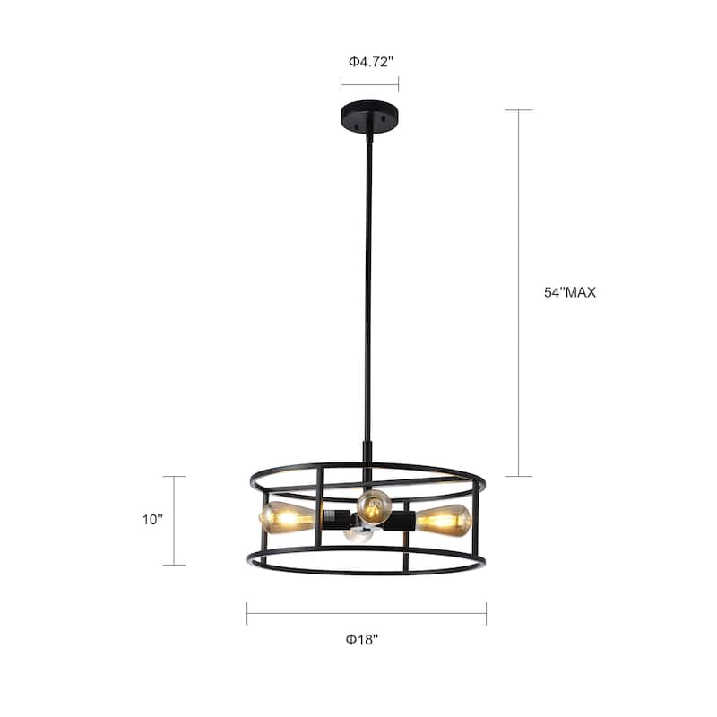 Farmhouse 4-light Matte Black Convertible Semi-Flush Mount/ Pendant