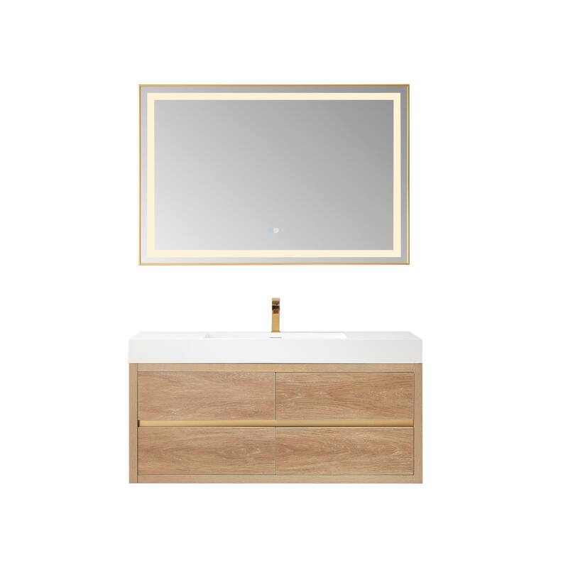 Miseno MV703148 Palencia 48" Wall Mounted Single Basin Vanity Set with - North American Oak