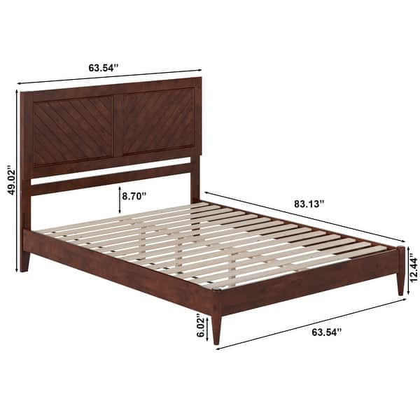 dimension image slide 3 of 5, Berkshire Solid Wood Low Profile Platform Bed