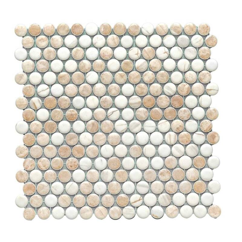 The Tile Life Eterna Penny 12x12 Round Glass Mosaic Floor, Wall & Backsplash Tile