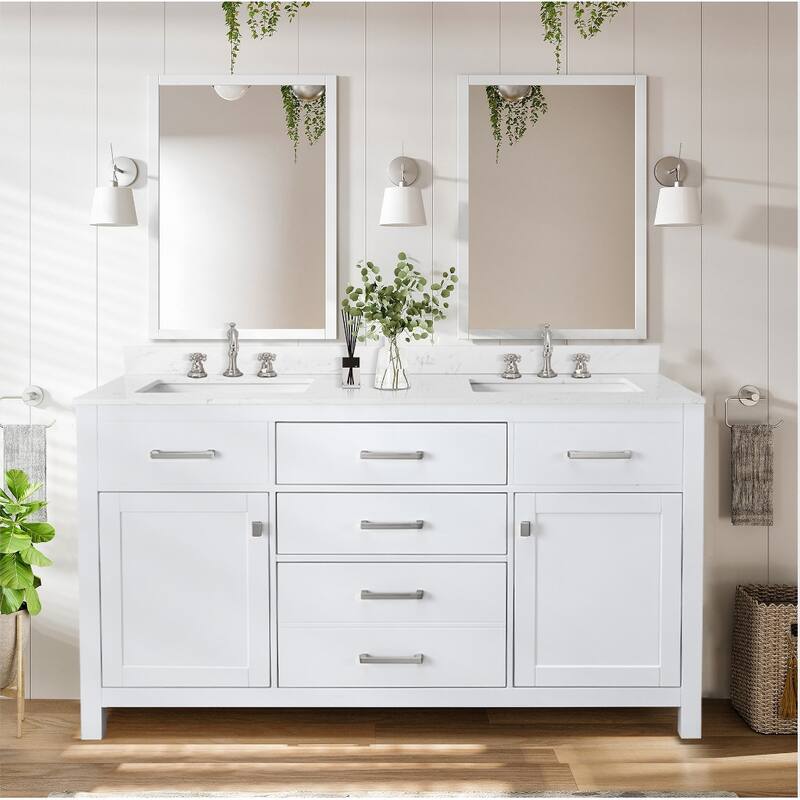 PROOX Freestanding Bathroom Vanity Engineer Stone with Ceramic Rectangular Sink