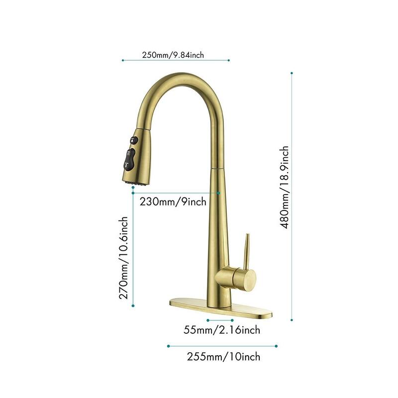 Modern Stainless Steel Kitchen Faucetswith Pull Down Sprayer