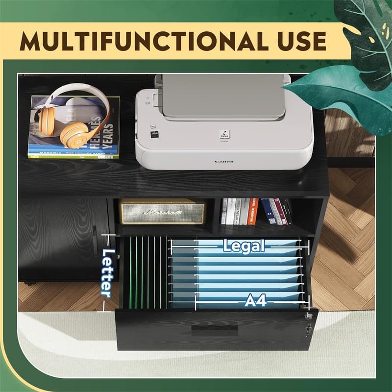 1-Drawer Wood Lateral Filing Cabinet - 15.8"D x 36.6"W x 25"H