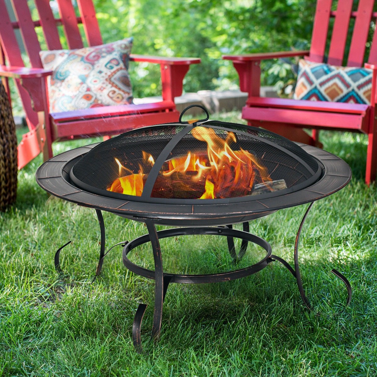 Shop Costway 30 Outdoor Fire Pit Bbq Portable Camping Firepit Heater Patio Garden On Sale Overstock 23589710