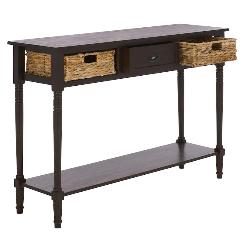 SAFAVIEH Evalena Distressed Black Console Storage Table - 44.5" x 13.4" x 31.5" - 45"W x 13"D x 32"H
