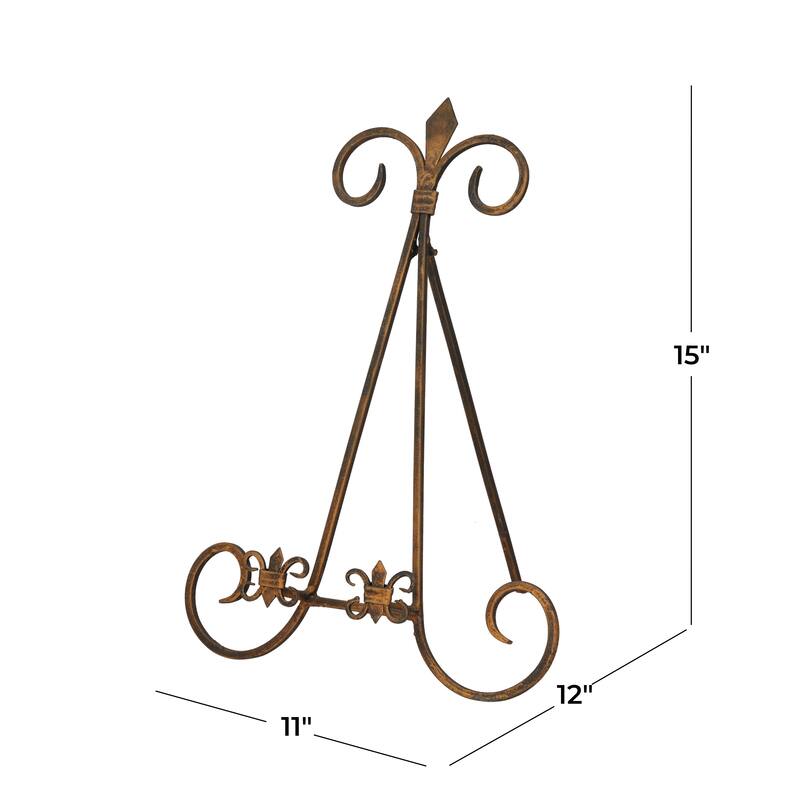 Gold Metal Scroll Display Easel with Foldable Stand