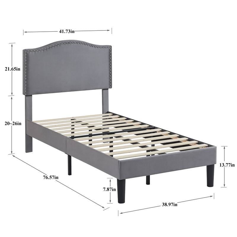 VCCELO 2-Pack Twin Size Bed Frame with Adjustable Headboard Noise-Free Twin Size Bed Set of 2 for Kids Room Dorm Apartments