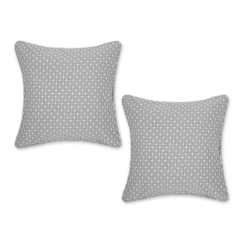 Navy Dobby Plus Recycled Cotton Pillow Cover 18x18 (Set of 2) - Dobby Plus, Gray