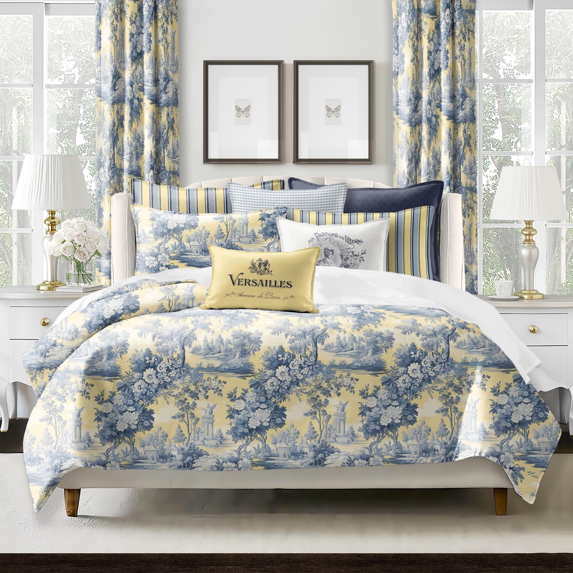 Blue and yellow twin comforter sets clearance