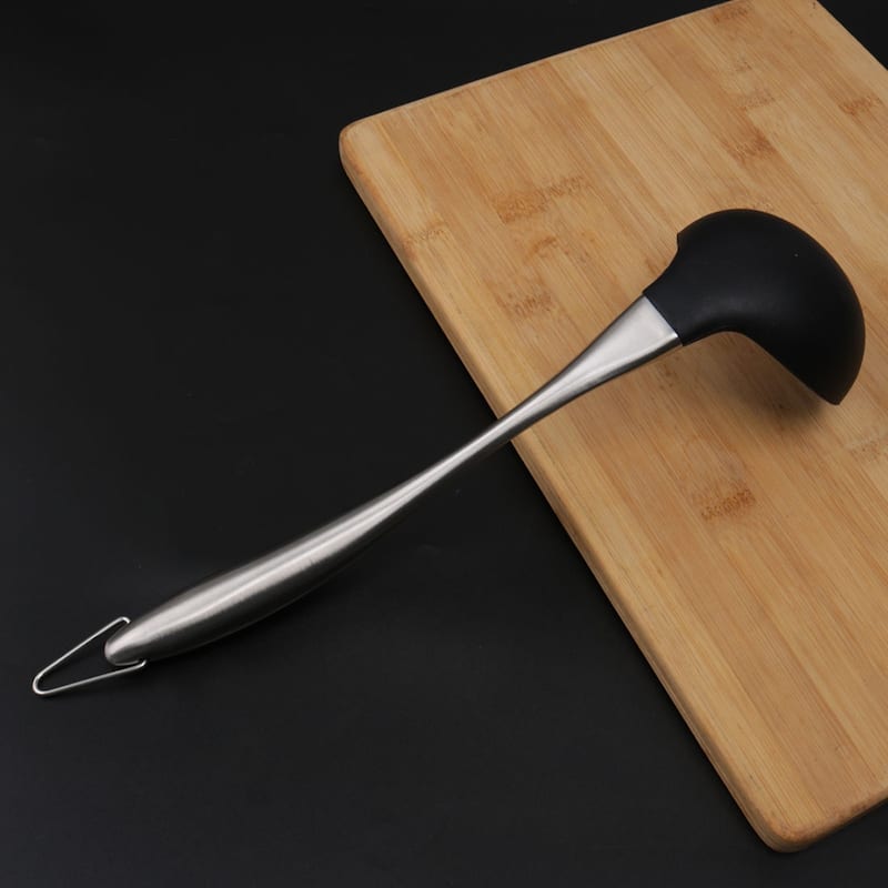 Silicone Soup Ladle Spoon Stainless Steel Handle Cookware Utensil - 11.4" x 3.3"(L*W)