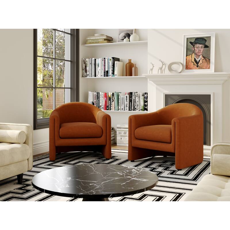 2 Set Modern Upholstered Barrel Accent Chair