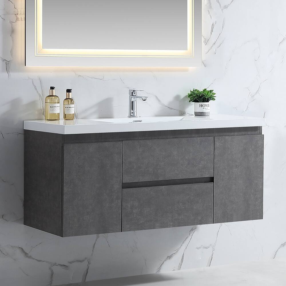 RupheonD 24" 30" 36" 48" Floating Bathroom Vanity in Cement Gray