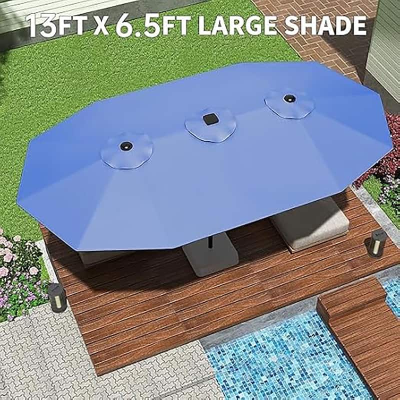 13ft Outdoor Market Umbrella, Double-Sided Twin Large Patio Umbrella