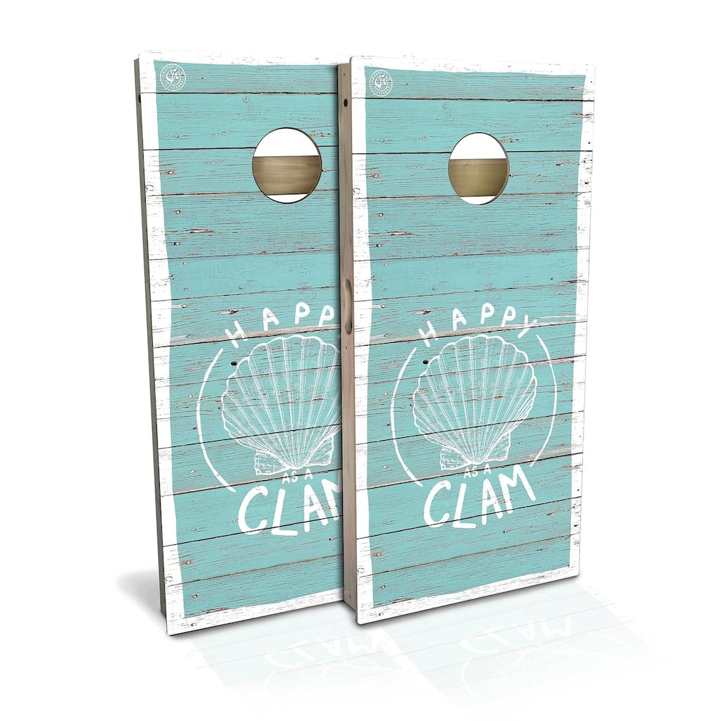 Happy As A Clam Outdoor Cornhole Board Set