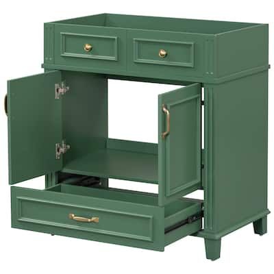30'' Bathroom Vanity without Top,Solid Wood Frame Bathroom Storage Cabinet with Soft Closing Doors
