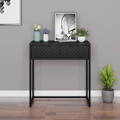 vidaXL Console Table Entryway Table Hall Narrow Side Table with Drawer Steel