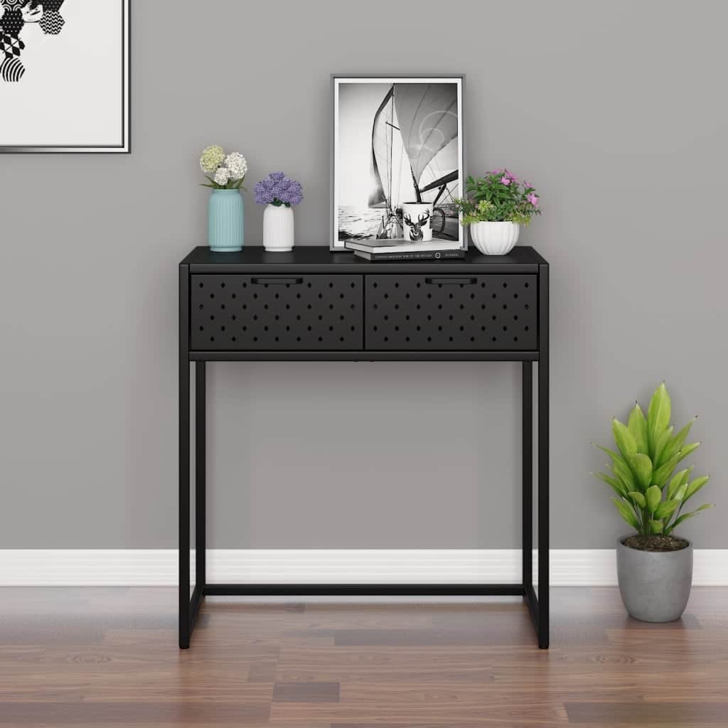 vidaXL Console Table Entryway Table Hall Narrow Side Table with Drawer Steel