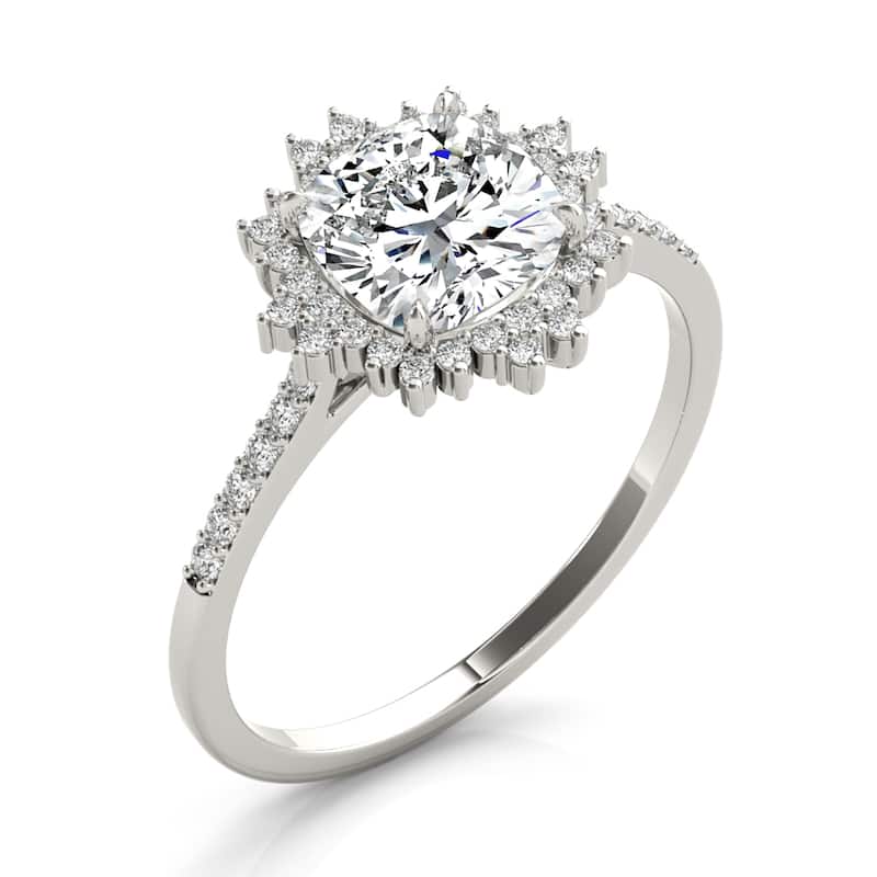 Auriya 14k White Gold Lab Grown Round Diamond Halo Engagement Ring 0.50 to 5.00 ct. tw. (F-G VS)