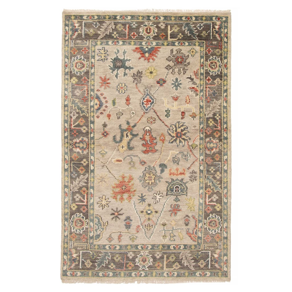 ECARPETGALLERY Hand-knotted Jules Serapi Light Grey Wool Rug - 4'10 x 8'0