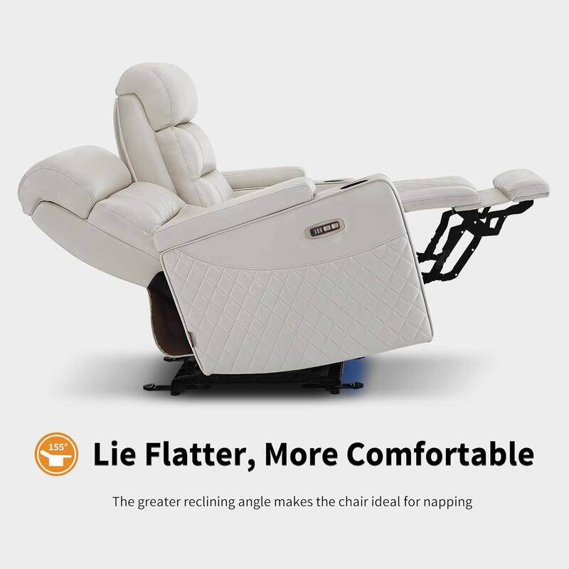 MCombo Power Reclining Loveseat Sofa with Adjustable Headrests, Home Theater Seating with Armrest Storage, Faux Leather HTS470
