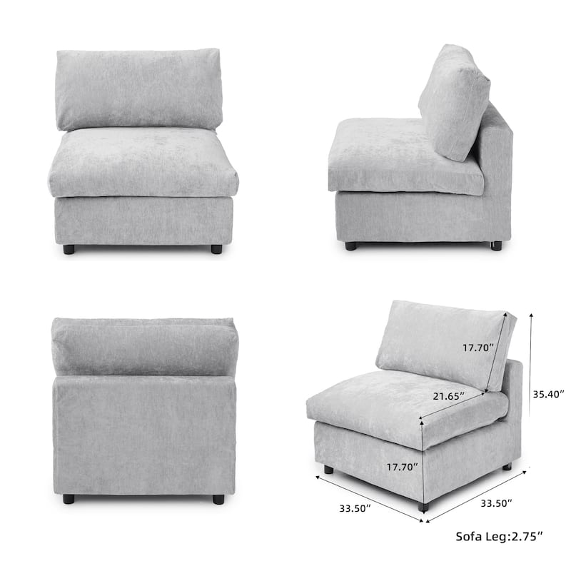 5 Seat L-Shaped Sectional Sofa chenille Fabric Upholstered Couch with Removable Cushions Modern Living Room Furniture