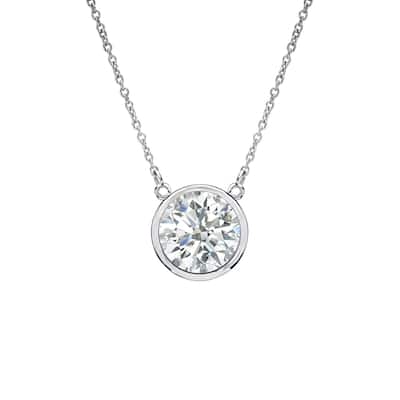 Auriya 1/2ctw Round Solitaire Diamond Necklace 14k Gold Bezel-set (I-J, SI2-SI3) - 5mm