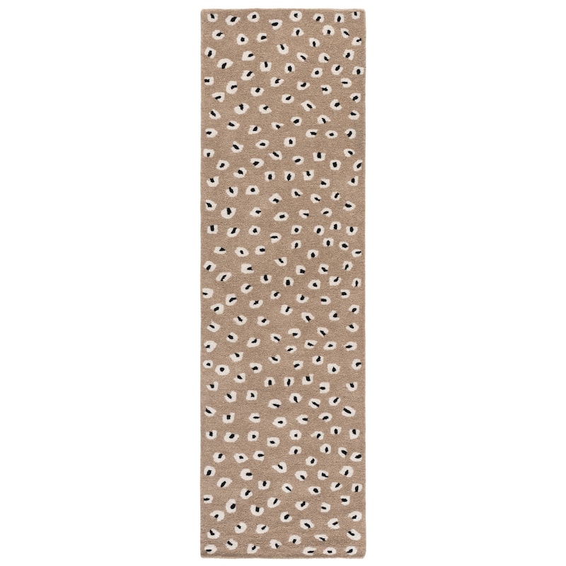 SAFAVIEH Handmade Fifth Avenue Margitta Animal Print Wool Rug - 2'3" x 8' Runner - Beige/Ivory