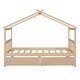 preview thumbnail 4 of 7, Twin Size Wooden Creativity House Bed Kids Bed with Drawers, Natural